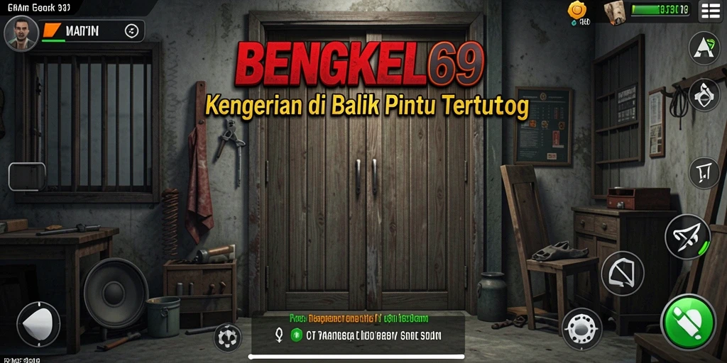 Screenshot gameplay menampilkan suasana mencekam BENGKEL69.