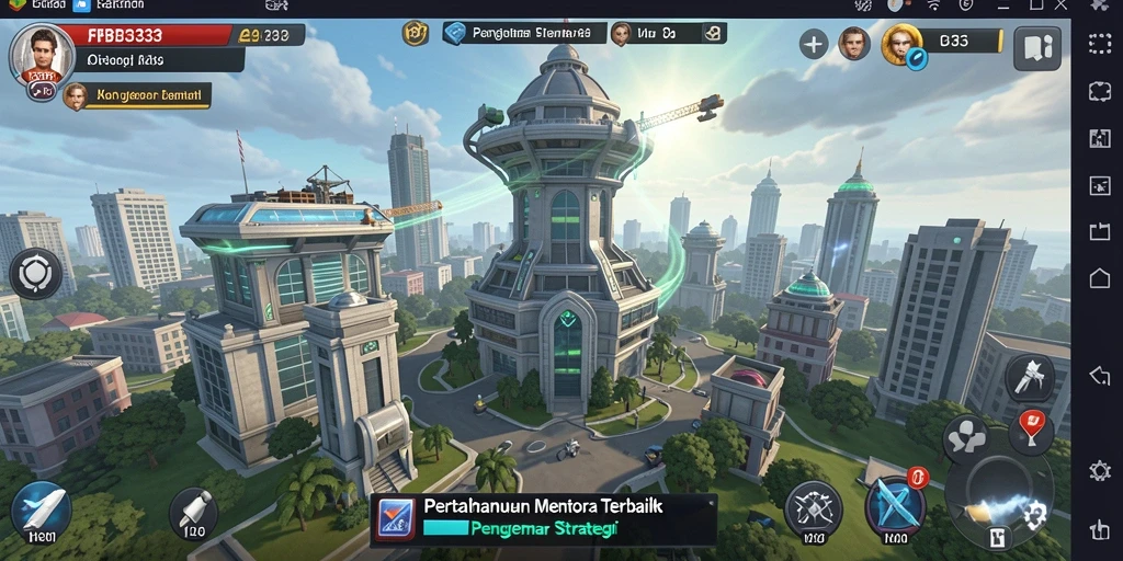 Screenshot gameplay FB333 dengan menara bertahan dari musuh.