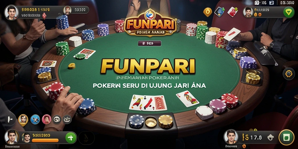 Tampilan utama gameplay Poker di FUNPARI menunjukkan aksi dan strategi mendebarkan.