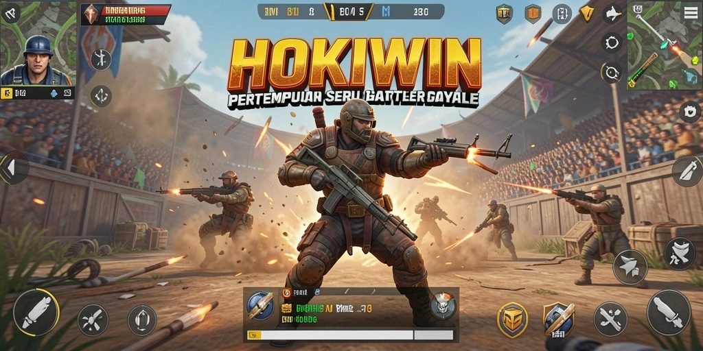 Tampilan menarik dari gameplay HOKIWIN dalam aksi Battle Royale.