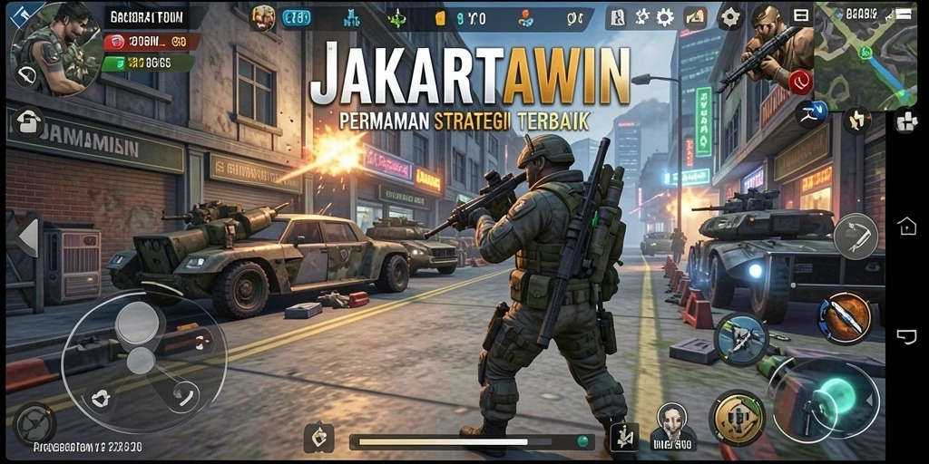 Tampilan gameplay JAKARTAWIN yang mendebarkan dan strategis.
