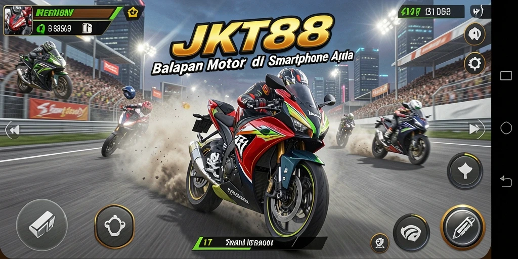 Tampilan gameplay menegangkan dari JKT88 dengan balapan motor.