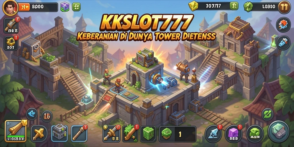 Tampilan gameplay KKSLOT777 dengan strategi Tower Defense yang mendebarkan.