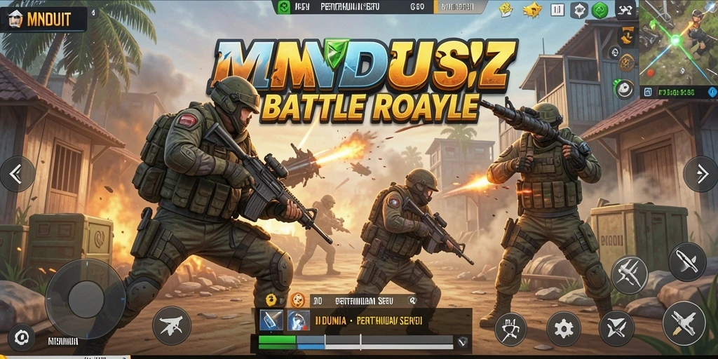 Tampilan gameplay seru dari MNDUIT dalam pertempuran Battle Royale.
