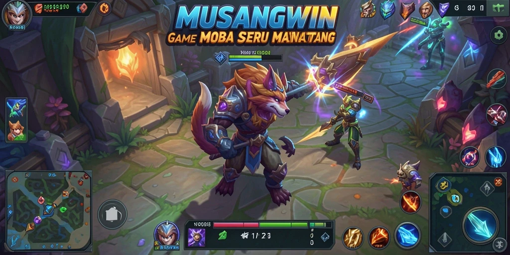 Tampilan gameplay seru dalam MUSANGWIN yang menampilkan aksi intens.