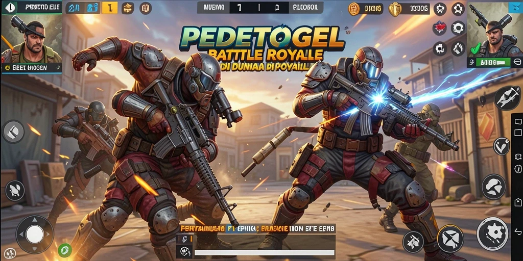 Tampilan gameplay PEDETOGEL yang penuh aksi dalam pertarungan Battle Royale.