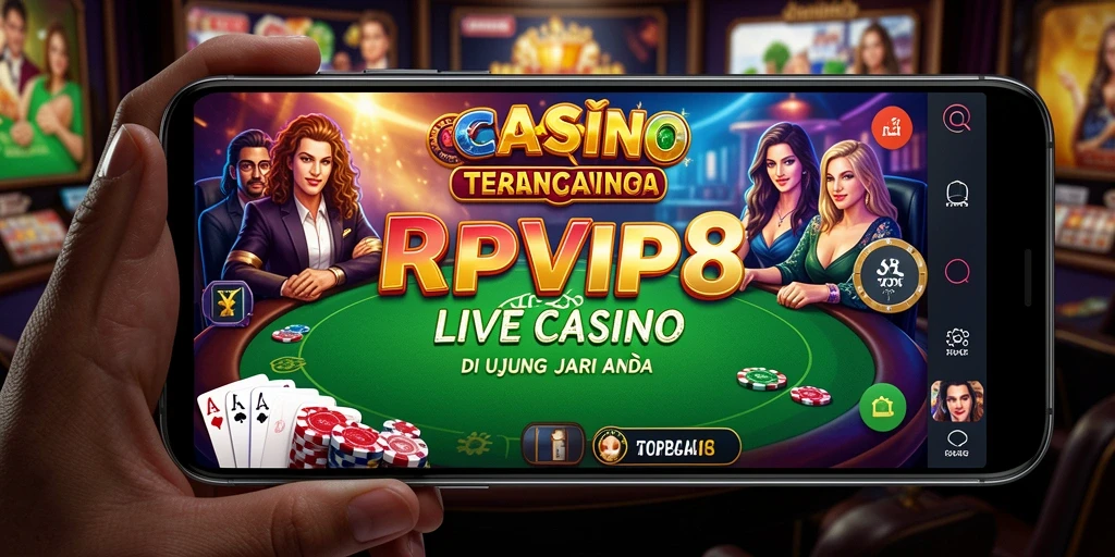 Tangkapan layar RPVIP8 menampilkan dealer live dan suasana permainan kasino.