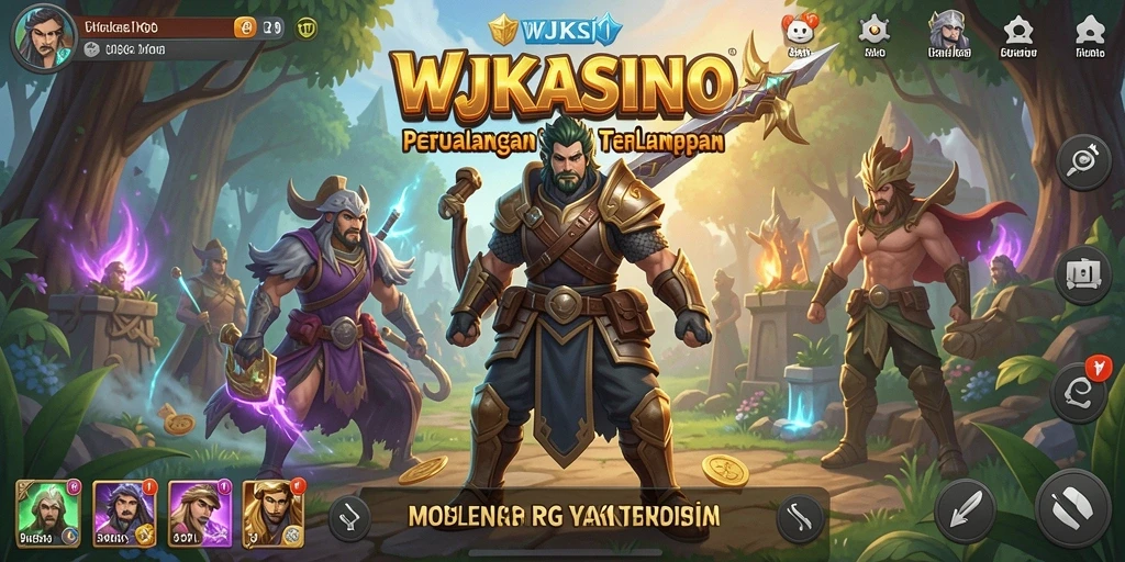 Tangkapan layar gameplay WJKASINO yang menampilkan pertempuran RPG yang intens.